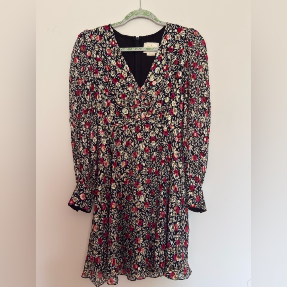Kate Spade Black Floral Long Sleeve Dress